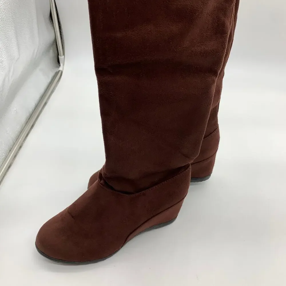 Women's Brown Boots Size 6.5 Over The Knee Wedge Boot